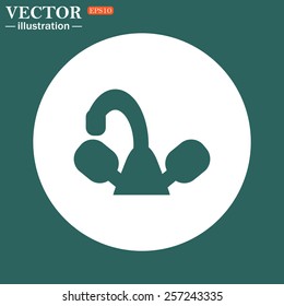 The green icon on a white circle on a green background. tap symbol, vector illustration, EPS 10