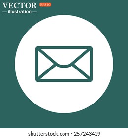 The green icon on a white circle on a green background. envelope lette , vector illustration, EPS 10