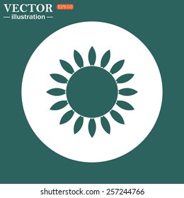 The green icon on a white circle on a green background. gas burner gas stove.