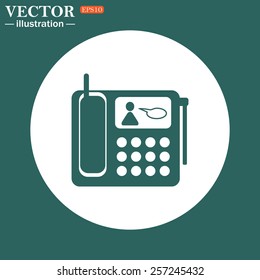 The green icon on a white circle on a green background. phone, vector illustration, EPS 10