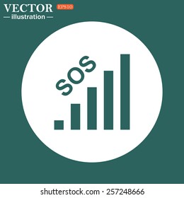 The green icon on a white circle on a green background. no signal, poor signal strength, signal strength indicator, vector illustration, EPS 10