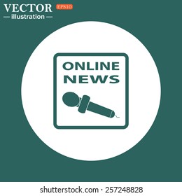 The green icon on a white circle on a green background. of online news, vector illustration, EPS 10 