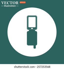 The green icon on a white circle on a green background. Case for phone , vector illustration, EPS 10
