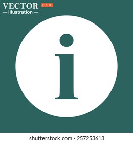 The green icon on a white circle on a green background. icon of info,   vector illustration, EPS 10