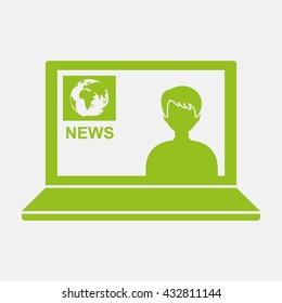 Green icon of Online News or E-News on Light Gray background. Eps-10.