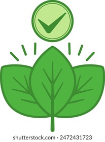 Green Icon Organic. Vector Icon of Young Leaves. Organic and Natural Product. Organic Farming Concept