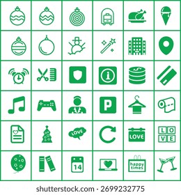 Green icon pattern presenting diverse symbols and concepts for various purposes.