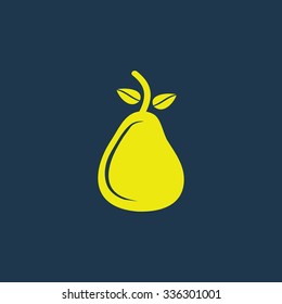 Green icon of Pear on dark blue background. Eps.10