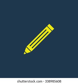 Green icon of Pencil on dark blue background. Eps.10