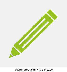 Green icon of Pencil on Light Gray background. Eps-10.