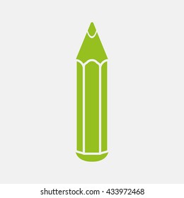 Green icon of Pencil on Light Gray background. Eps-10.