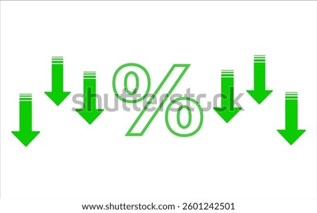 Green icon percentage with arrows down discount, promotion, sale
Vector icon percentage price drop