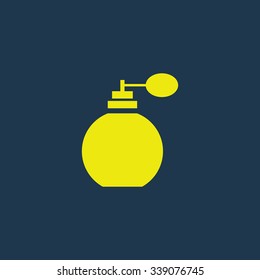 Green icon of Perfume Bottle on dark blue background. Eps.10