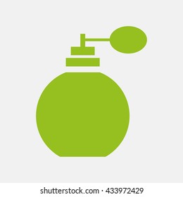 Green icon of Perfume Bottle on Light Gray background. Eps-10.