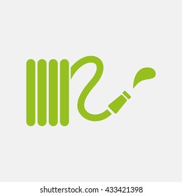 Green icon of Pipe Hose on Light Gray background. Eps-10.