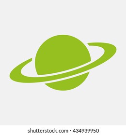 Green icon of Planet on Light Gray background. Eps-10.