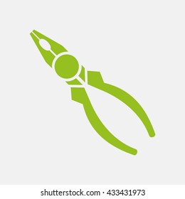 Green icon of Pliers on Light Gray background. Eps-10.
