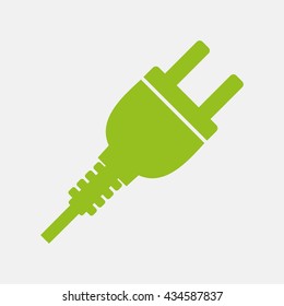 Green icon of Plug Or Power Pin on Light Gray background. Eps-10.
