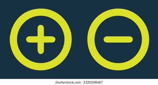 Green icon of plus and minus symbol on dark blue background. Basic mathematical symbol. Business finance concept in vector. isolated