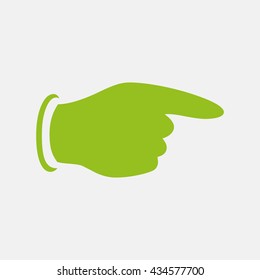 Green icon of Pointing Finger on Light Gray background. Eps-10.