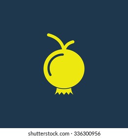 Green icon of Pomegranate on dark blue background. Eps.10