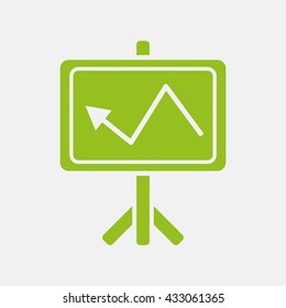 Green icon of Presentation Chart on Light Gray background. Eps-10.