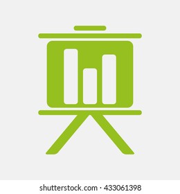 Green icon of Presentation Chart on Light Gray background. Eps-10.