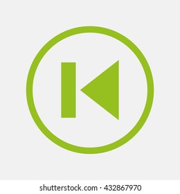 Green icon of Previous Track on Light Gray background. Eps-10.