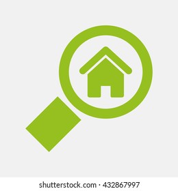 Green icon of Property Search on Light Gray background. Eps-10.