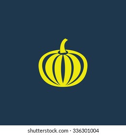 Green icon of Pumpkin on dark blue background. Eps.10