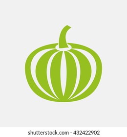 Green icon of Pumpkin on Light Gray background. Eps-10.