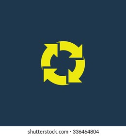 Green icon of Recycle on dark blue background. Eps.10