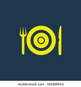 Green icon of Restaurant on dark blue background. Eps.10