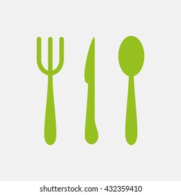 Green icon of Restaurant on Light Gray background. Eps-10.