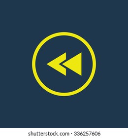 Green icon of Rewind on dark blue background. Eps.10