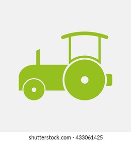 Green icon of Road Roller on Light Gray background. Eps-10.