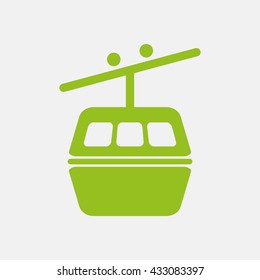 Green icon of Rope Way on Light Gray background. Eps-10.