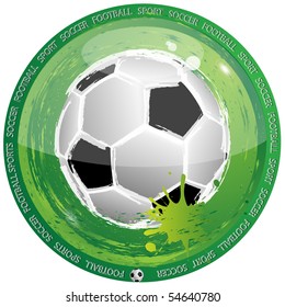 Green icon of the round form with located the center football