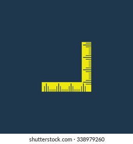 Green icon of Ruler on dark blue background. Eps.10