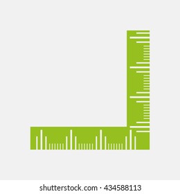 Green icon of Ruler on Light Gray background. Eps-10.