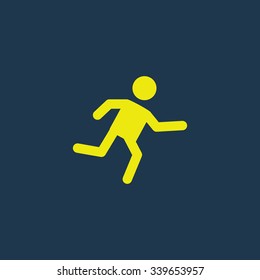 Green icon of Running Man on dark blue background. Eps.10