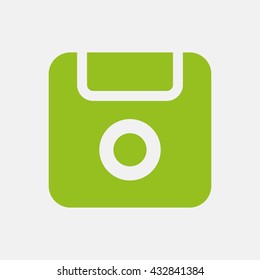 Green icon of Save on Light Gray background. Eps-10.