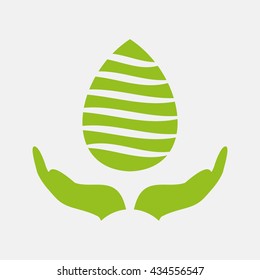 Green icon of Save Water on Light Gray background. Eps-10.