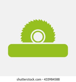 Green icon of Saw Wheel on Light Gray background. Eps-10.