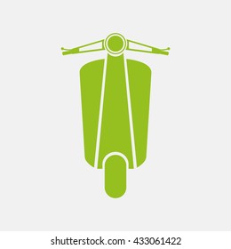 Green icon of Scooter on Light Gray background. Eps-10.