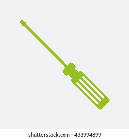 Green icon of Screw Driver on Light Gray background. Eps-10.