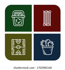 green icon set. Collection of Recycle bin, Onion, Soccer field, Cactus icons