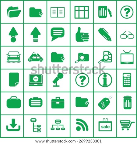 Green Icon Set Collection Representing Various Business and Design Concepts.