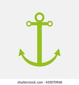 Green icon of Ship Anchor on Light Gray background. Eps-10.