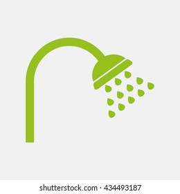 Green icon of Shower on Light Gray background. Eps-10.